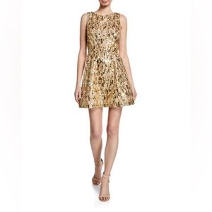 NWT Alice & Olivia “Lindsey” Embellished Mini Dress in Sesame, Size 8